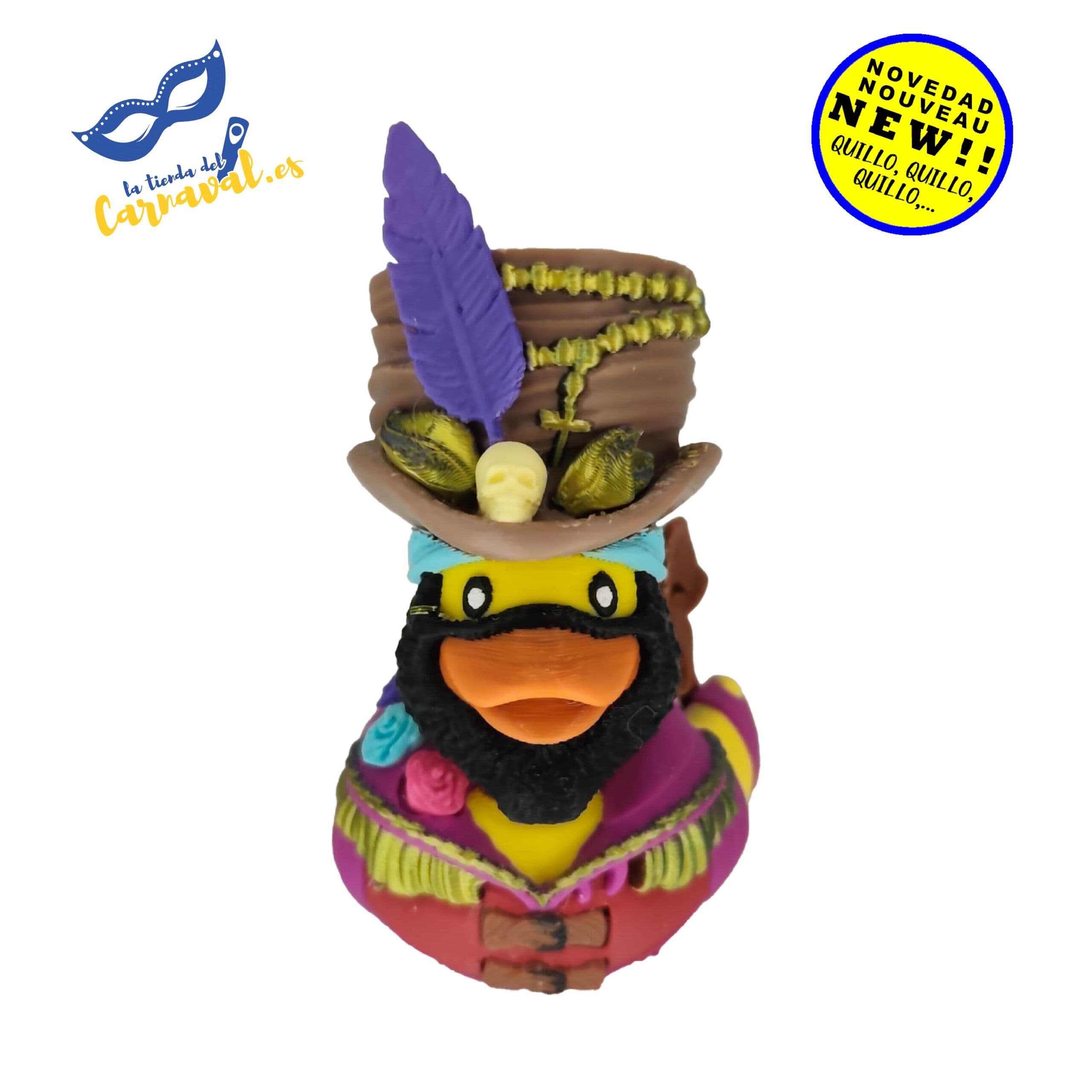 Pato Carnavalero 3D (mod. 25) – ¡Artesanía festiva que alegra tu hogar! - Imagen 1
