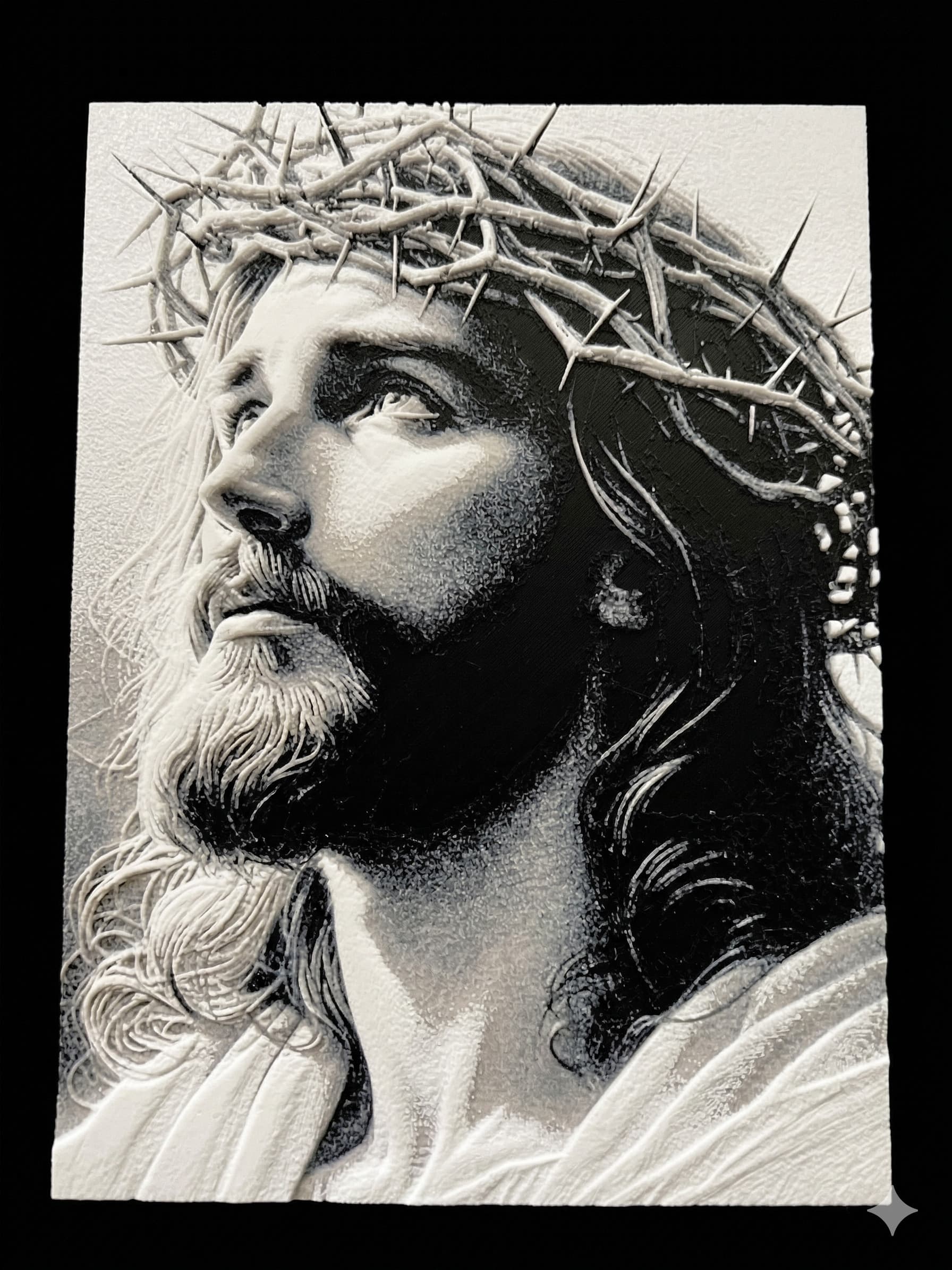 Cuadro en Relieve 3D - Rostro de Jesús (Técnica HueForge) - Imagen 1